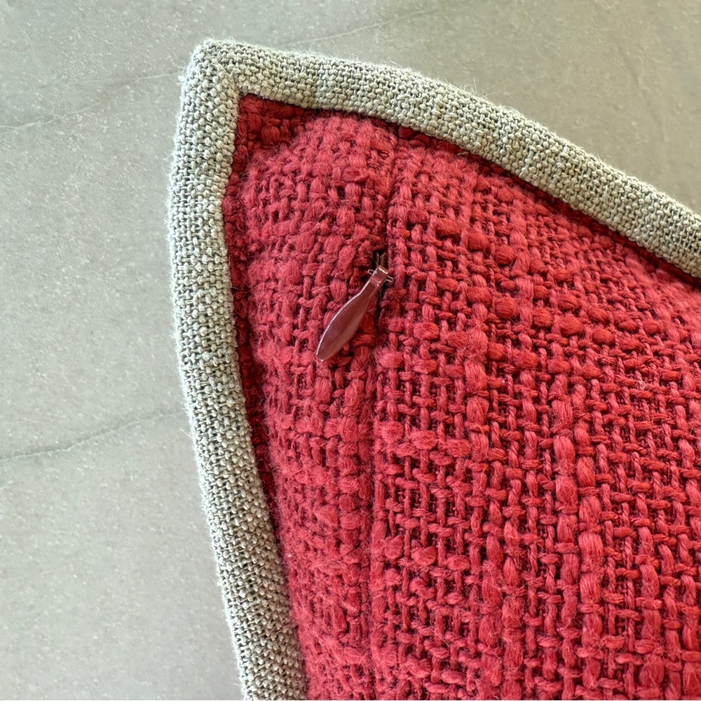 Pottery Barn Red Pillow Cover 20x20 Taupe Trim | Multiple Available - Picture 4 of 7